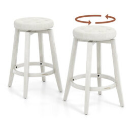 Costway Set Of 2 Bar Stools Kitchen Upholstered Chair 360 Swivel Pub Stool 66Cm - thumbnail 1