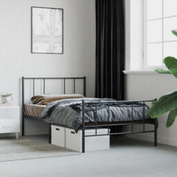 Berkfield Metal Bed Frame With Headboard And Footboard Black 107X203 Cm - thumbnail 4