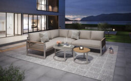 Btm 7-Seater Outdoor Garden Lounge Set, Corner Sofa, Galvanized Iron Frame, Adjustable Legs & Cushions Beige - thumbnail 7