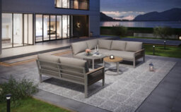 Btm 7-Seater Outdoor Garden Lounge Set, Corner Sofa, Galvanized Iron Frame, Adjustable Legs & Cushions Beige - thumbnail 8