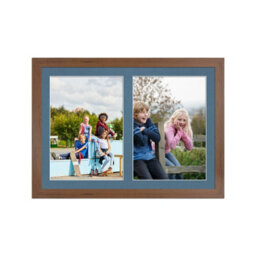 AK Frames 20X14 Walnut Modern Multi Photo Frame With Pompadour Mount - Holds 2 Apertures (2X) A4 Photos