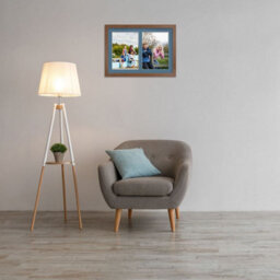 AK Frames 20X14 Walnut Modern Multi Photo Frame With Pompadour Mount - Holds 2 Apertures (2X) A4 Photos - thumbnail 3