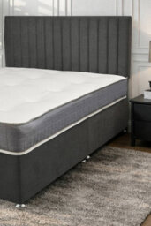 "Knight Sleep Emily Charcoal Naples 2Ft6 Bed Set With Orthopaedic Mattress, No Drawers & 24""headboard - Small Single" - thumbnail 2