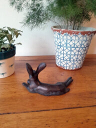 Inspirational Gifting Miniature Laying Hare Garden Sculpture Ornament - thumbnail 3