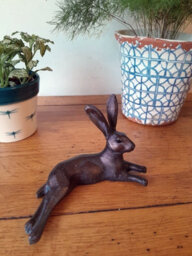 Inspirational Gifting Miniature Laying Hare Garden Sculpture Ornament - thumbnail 2