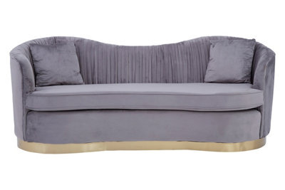 Orsina 3 Seat Pleated Grey Velvet Sofa - image 1