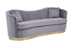 Orsina 3 Seat Pleated Grey Velvet Sofa - thumbnail 3