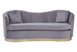 Orsina 3 Seat Pleated Grey Velvet Sofa - thumbnail 1
