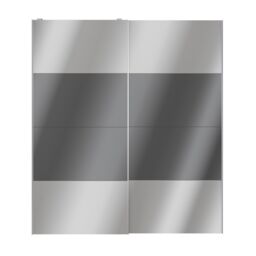 GoodHome Atomia Contemporary Panelled Mirrored Anthracite High Gloss 2 Door Sliding Wardrobe Door Kit (H)2250mm (W)2000mm - thumbnail 3