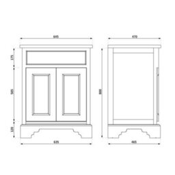 Homestylestore Light Grey And Oak 645mm Bathroom Vanity Unit And Aged Gold Round Handles - thumbnail 3