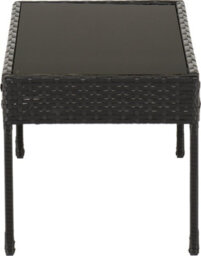 Seconique Cedar 4 Piece Garden Set Black Rattan Grey Fabric Black Glass - thumbnail 9