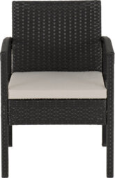 Seconique Cedar 4 Piece Garden Set Black Rattan Grey Fabric Black Glass - thumbnail 8