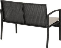 Seconique Cedar 4 Piece Garden Set Black Rattan Grey Fabric Black Glass - thumbnail 6