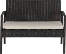Seconique Cedar 4 Piece Garden Set Black Rattan Grey Fabric Black Glass - thumbnail 4