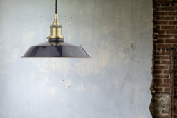 Navy Blue Small Trinity Metal Painted Dome Pendant Light With Antique Brass Lamp Holder And Black Twisted Cable - Se Home - thumbnail 3