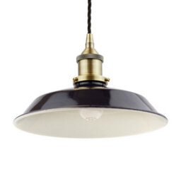 Navy Blue Small Trinity Metal Painted Dome Pendant Light With Antique Brass Lamp Holder And Black Twisted Cable - Se Home - thumbnail 2