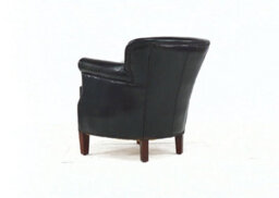 Professor Armchair Vintage Distressed Black Real Leather - thumbnail 8