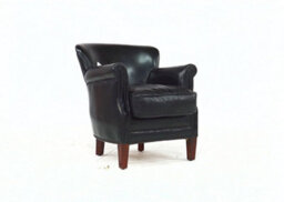 Professor Armchair Vintage Distressed Black Real Leather - thumbnail 4