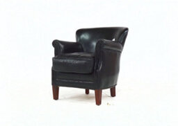 Professor Armchair Vintage Distressed Black Real Leather - thumbnail 5