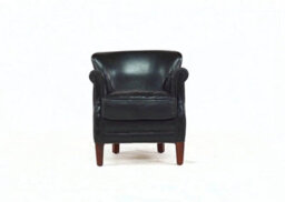 Professor Armchair Vintage Distressed Black Real Leather - thumbnail 3