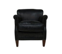 Professor Armchair Vintage Distressed Black Real Leather - thumbnail 2