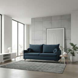 Leon M Upholstered Sofa Bed With Dl Sleeping Function Bedding Storage Metal Legs 216X96X101 Cm 200X140 Cm Blue - thumbnail 2