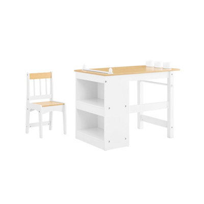 Sobuy Kmb60-Nw, Kids Desk And Chair Set Kids Study Table And Chair Set With 2 Storage Shelves And Paper Roll Holder - image 1