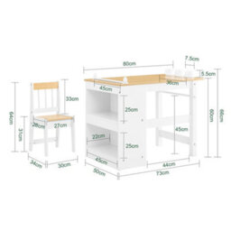 Sobuy Kmb60-Nw, Kids Desk And Chair Set Kids Study Table And Chair Set With 2 Storage Shelves And Paper Roll Holder - thumbnail 3