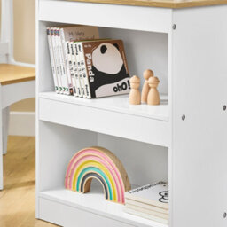 Sobuy Kmb60-Nw, Kids Desk And Chair Set Kids Study Table And Chair Set With 2 Storage Shelves And Paper Roll Holder - thumbnail 9