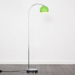Valuelights Polished Chrome Curved Stem Floor Lamp With Gloss Green Metal Dome Light Shade - thumbnail 2