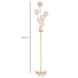 Homcom Modern Floor Lamp W/ Acrylic Shade, 5 Light, For Living Room, Gold - thumbnail 3