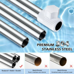 100 To 320Cm Corner Shower Caddy Tension Pole: Adjustable Stainless Steel Shower Organizer - thumbnail 4