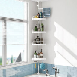 100 To 320Cm Corner Shower Caddy Tension Pole: Adjustable Stainless Steel Shower Organizer - thumbnail 1
