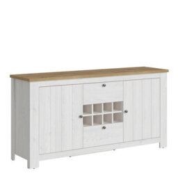 Wyld Haus Tipsyfern White And Natural Oak 2-Door 2-Drawer Sideboard With Wine Rack - thumbnail 2