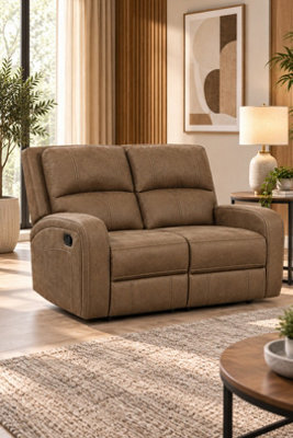 Loft Home Celestine Tan 2 Seater Fabric Manual Recliner Sofa - image 1