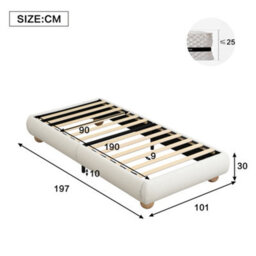 Matteo Beige Velvet Upholstered Single Bed Frame 90X190Cm - Sturdy, Modern Design With Easy Assembly - thumbnail 6