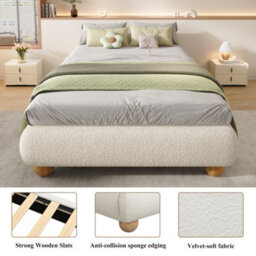 Matteo Beige Velvet Upholstered Single Bed Frame 90X190Cm - Sturdy, Modern Design With Easy Assembly - thumbnail 5