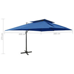 Walplus Cantilever Garden Parasol With Double Top Azure Blue 400X300 Cm - thumbnail 9