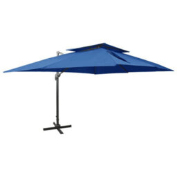 Walplus Cantilever Garden Parasol With Double Top Azure Blue 400X300 Cm - thumbnail 1