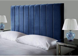 "Empire Beds Portland 24"" Height Headboard In Blue Plush Velvet Fabric For Double Beds" - thumbnail 1