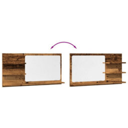 Berkfield Bathroom Mirror Cabinet Old Wood 90X11X45 Cm Engineered Wood - thumbnail 7