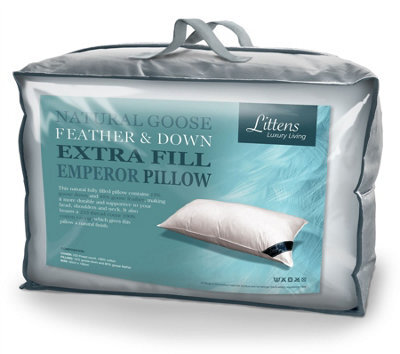 "Littens Extra Fill Emperor Goose Feather & Down, Side Sleeper Pillow 50Cm X 100Cm (20"" X 40"")" - image 1