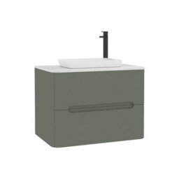 Royal Bathrooms Venice 700mm Sage Green Wall Mounted Bathroom Countertop Vanity Unit 2 Drawer With Qubix Basin - thumbnail 7
