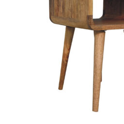 Artisan Furniture Solid Wood Mini Oak-Ish Curve Lower Bedside, 1 Drawer & 1 Open Slot, Beige - thumbnail 9
