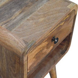Artisan Furniture Solid Wood Mini Oak-Ish Curve Lower Bedside, 1 Drawer & 1 Open Slot, Beige - thumbnail 8