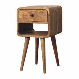 Artisan Furniture Solid Wood Mini Oak-Ish Curve Lower Bedside, 1 Drawer & 1 Open Slot, Beige - thumbnail 3