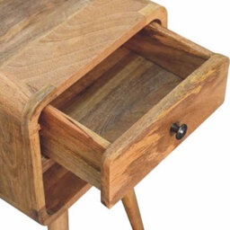 Artisan Furniture Solid Wood Mini Oak-Ish Curve Lower Bedside, 1 Drawer & 1 Open Slot, Beige - thumbnail 5