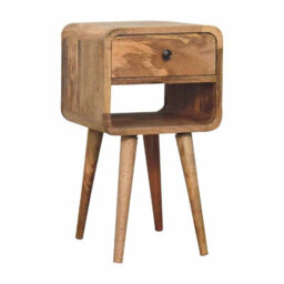 Artisan Furniture Solid Wood Mini Oak-Ish Curve Lower Bedside, 1 Drawer & 1 Open Slot, Beige - thumbnail 4