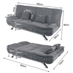 Living And Home 2 Seat Grey Fabric Sofa Bed Loveseat Couch Shell Shaped Recliner Sleeper With 2 Pillows - thumbnail 7