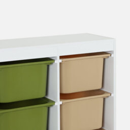 Sweeek - Children's Storage Unit With 6 Plastic Bins White Olive Green/taupe 81.5X30X89 Cm - Sora - thumbnail 3